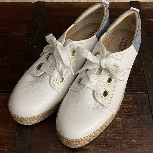 Luca Lane Ladue White Leather Platform Sneakers Size 10 - Picture 1 of 7